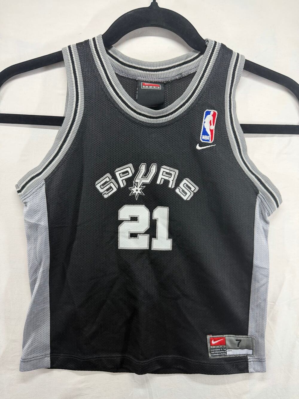 Nike Tim Duncan #21 Spurs Youth 7 Black Basketball Jersey